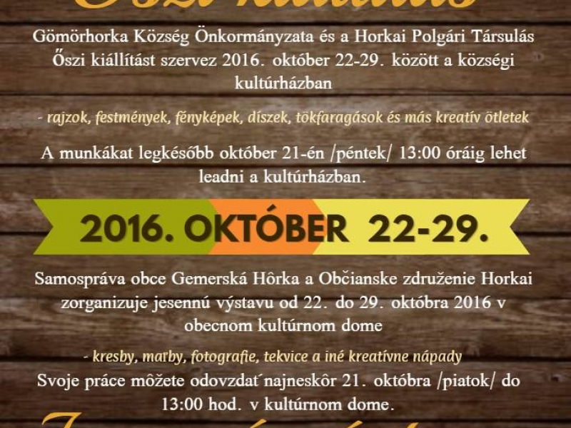Podujatia v migroregióne / Jesenná výstava v Gemerskej Hôrke