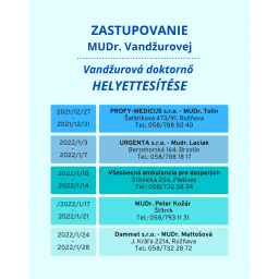 Zastupovanie MUDr. Vandžurovej