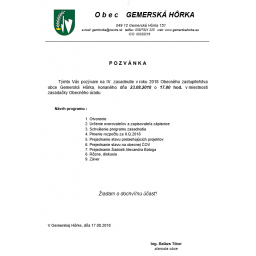 Pozvánka na zasadnutie OZ