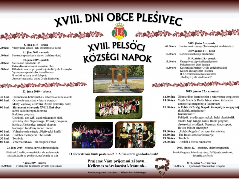 Podujatia v migroregióne / XVIII. Dni obce Plešivec 2019