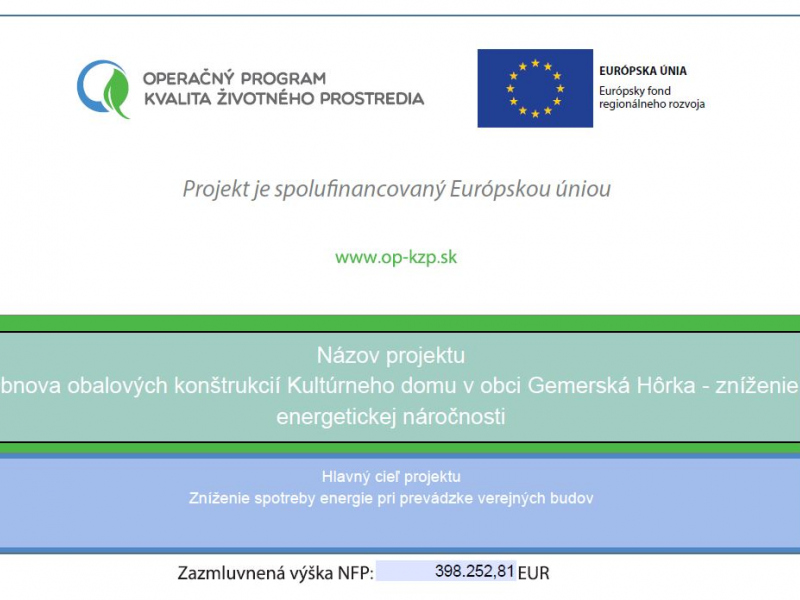 Projekty / Obnova obalových konštrukcií Kultúrneho domu - znížen