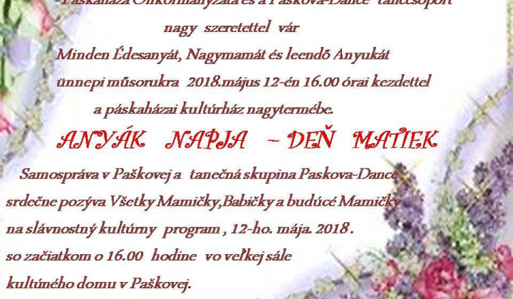 1. fotografia fotogalérie Podujatia v migroregióne / Deň matiek v Paškovej