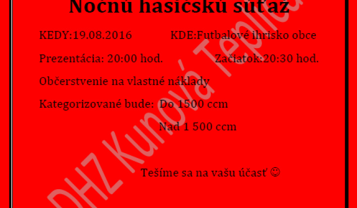 1. fotografia fotogalérie Podujatia v migroregióne / Nočná hasičská súťaž v Kunovej Teplic