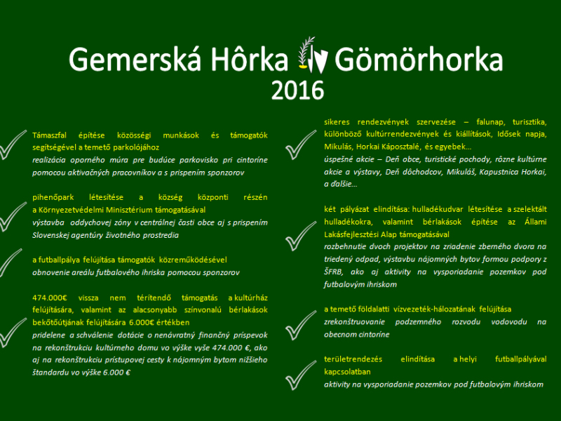 Gömörhorka 2016-ban / Gemerská Hôrka v roku 2016